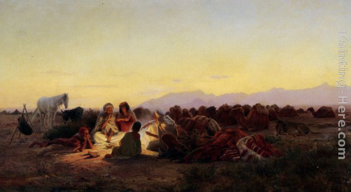 The Encampment painting - Eugene-Alexis Girardet The Encampment art painting